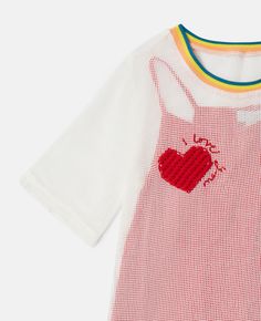 Discover Stella's Multicolour Heart Mesh T-shirt Dress today. Free standard shipping is available on all orders. Shop online now. Dress Outline, Beachy Outfits, Baby Boy Dress, Fabric Hearts, Mesh T Shirt, Short Denim Skirt, Light Knit, Knitwear Dress, Back Women