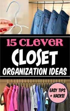 The BEST Closet Organization Ideas and Tips that actually work! Searching for more easy organization ideas for the home?  These foolproof bedroom closet organizing ideas will transform your messy cluttered clothes closets into the ultimate spacious, open and organized space!  From DIY space-saving systems for small closets to little known tricks for storage in a walk in, these budget friendly tips will transform your spaces!  Go find some clever new organizing hacks to try this week!