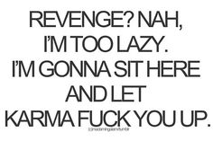 Pardon the french - but SO true. Let people shoot themselves in the foot. The only person you have to answer for at the end of your life is YOU. Can't choose what happens but you CAN choose your reaction.... getting off my soap box now. Karma Funny, Karma Quotes, Makes Me Laugh, How I Feel, Great Quotes, Revenge, Favorite Quotes