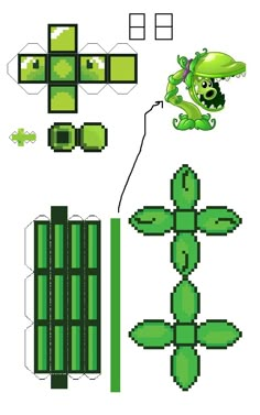 an image of papercrafting instructions to make a green plant with leaves and flowers