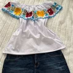 Hand Made White Mexican Shirt With Flowers New This Shirts Are Hand Made From Community’s That I Grow Up With Size Up For More Room Since The Are Slim Fit Mexican Clothes Aesthetic, Mexico Culture Outfits, Yellow Floral Embroidery Tops For Vacation, Yellow Floral Embroidery Blouse For Vacation, White Tops With Floral Embroidery For Day Out, Casual Yellow Top With Floral Embroidery, Casual White Top With Floral Embroidery, Casual Multicolor Floral Embroidery Shirt, Casual Multicolor Shirt With Floral Embroidery