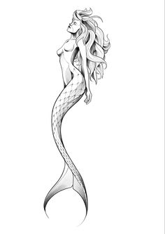 Mermaid sirene mer océan sea ariel Arielle la petite sirène écailles tatouage tattoo fine Line sketch design Siren Symbolism, Mermaid Graphic Design, Graphic Tattoo Design, Graphic Design Tattoo, Polynesian Tattoo Meanings, Mermaid Outline, Holiday Tattoo, Dark Feminine Tattoos