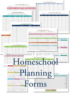 the homeschool planning forms are lined up in rows and on top of each other