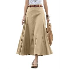 Attention!!! Please Not Only Reference The Size Guide Provided By Walmart But Also Have To Reference Ours,Which Shows In the Product Detail Pictures. Item Type:Skirt Material:100% Cotton Colors:Green,Black,Beige Size:S,M,L,XL,2XL,3XL,4XL,5XL Package include:1 Skirt (Not Include The Belt) Cutting:Loose Length:Mid-Calf Length Closure Type:Side Zipper Waistline:Natural Features:Spliced Pattern:Solid Thickness:Standard Style:Casual,Street Fashion,Preppy style,Work Season:Spring,Summer,Autumn,Winter Sheath Dresses Work, Summer Business Casual Outfits, Black Crop Tee, Skirts Flowy, Fashion Preppy, Business Casual Summer, Pleated Skirt Dress, Skirts Midi High Waisted, Pleated Skirts