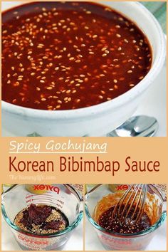 korean bibimba sauce in a bowl with spoons