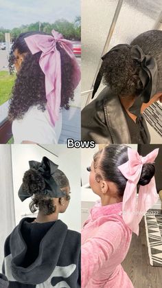 Cute Curly Hairstyles, Bow Hairstyle, Curly Hair Styles Easy, Pretty Braided Hairstyles, Natural Curls Hairstyles