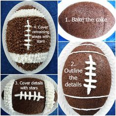 four steps to make a football cake