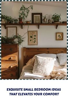 an image of a bedroom with plants on the wall