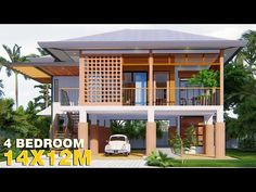 this is an image of a four bedroom house in the tropical style with balconyes and balconies