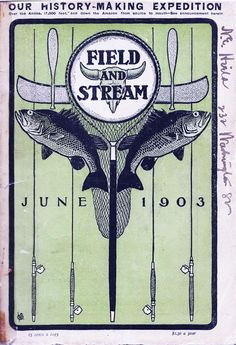 an advertisement for the field and stream fishing tournament, with two fish hooked up to hooks