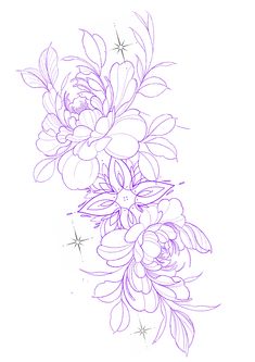 a line drawing of flowers on a white background