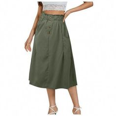 Cheap Casual Skirt With Buttons, Cheap Midi Skirt For Summer, Cheap Casual Skirt With Elastic Waistband, Cheap Casual Knee-length Pleated Skirt, Casual Full Skirt At Affordable Price, Cheap Lined Skirt For Women, Knee Length Skirt Casual Midi, Cheap Daywear Skirt For Summer, Cheap Cotton Skirt For Daywear