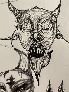 a drawing of a demon with its mouth open