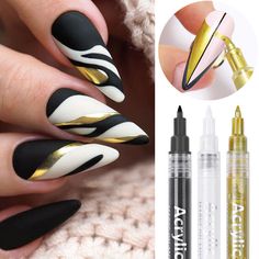 Nail Art Graffic Pen Painting Tool Liner Gel Polish Nail Art Brush Painting Gel¡¢ Gel Polish Design, Nail Art Drawing, Manicure Natural, Graffiti Nails, Gel Polish Designs, Nail Flower, Diy Nail Art Tools, Graffiti Pens, Line Nail Art