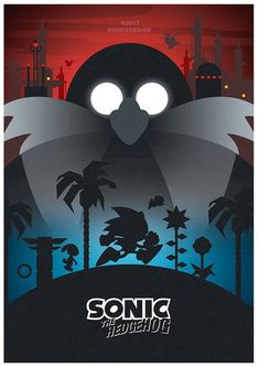 the poster for sonic the hedgehog is shown in front of a cityscape