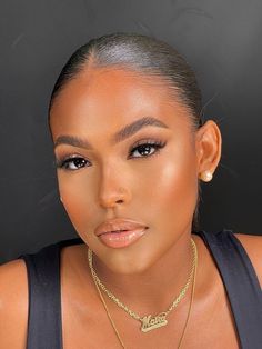 Natural Make Up On Black Women, Soft Glow Makeup Black Women, Make Up Looks Natural Brown Eyes, Brown Graduation Aesthetic, Make Up Inspo Black Woman, Black Waterline Makeup Black Women, Clean Make Up Black Women, Soft Make Up Look Natural Black Women, Soft Look Makeup Black Women