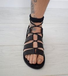 Gladiator Roman Men Grecian Spartan Sandals FREE SHIPPING VIA UPS / FEDEX / TNT EXPRESS WORLDWIDE (Please include a phone number at checkout, as it's required by the carrier). Handmade sandals, 100% High Quality Genuine Leather. Classic and stylish, handmade unisex sandals in a vast variety of colors, will complement your outfit for casual appeal.It characterize them the natural leather insole, leather outer sole and leather upper, making it the ideal sandal for hot summer days. You will feel yo Roman Men, Roman Man, Unisex Sandals, Genuine Leather Sandals, Short Men Fashion, Handmade Sandals, Brown Sandals, Cosplay Outfits, Mens Sandals