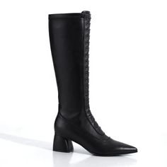 The tall classic witch boot. These are super comfortable and durable. They're vegan leather and perfect for wearing for all things witchy from rituals and spellwork to celebrations and of course, daily life.ABOUT SIZING:Even though I have customers who are fitting true to the SIZING CHART recommendations (in images) I always have a higher percentage who are SIZING UP.These boots are tapered fit with a pointy toe (but again, super comfortable) SO you MAY want to go up a size. If you aren't sure, Witchy Clothing, Witch Shoes, Witch Boots, Glinda The Good Witch, Vegan Leather Boots, Black Witch, Witch Outfit, Kitten Heel Pumps, Leather Boot