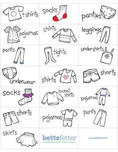 clothes worksheet for kids to learn how to wear them