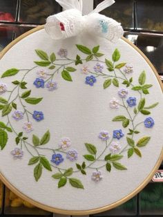 a close up of a embroidery on a hoop