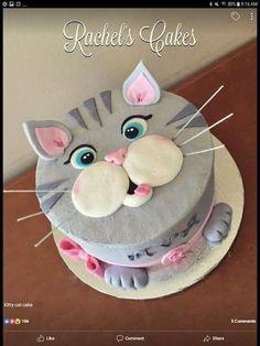 a birthday cake with a cat face on it