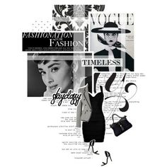 fashion and style collages with black and white images, including an image of a woman