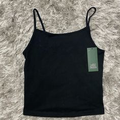 Wild Fable Black Crop Top Size Small Non Adjustable Straps Casual Black Cami Top, Basic Black Summer Tank Top, Black Basic Tank Top For Summer, Basic Black Tank Top For Summer, Basic Black Cami Tank Top, Basic Black Spring Tank Top, Basic Black Tank Top For Spring, Black Casual Cami Tank Top, Casual Black Cami Crop Top