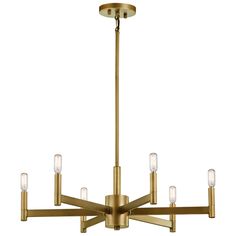 a large brass chandelier with six lights