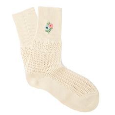 The Gucci Floral Embroidered Crochet Socks In Beige Are Crafted In Italy From Cotton Pointelle, And The Cuff, Heel, Sole And Toe Are Ribbed For Optimal Comfort And Fit. These Socks Feature A Crocheted Design And Delicate Floral Embroidery. Beige Floral Embroidered Crochet Socks Tonal Green, Blue, And Pink Accents 100% Cotton 100% Polyester Embroidery Ankle Socks Crochet Design Floral Embroidered Cuff Ribbed-Knit Cuff, Heel, Sole And Toe Size S: 8 (18-20cm) Product Number 523791 Italy Lazy Fashion, Socks Crochet, Fancy Socks, Best Loungewear, Embroidered Crochet, Embroidered Socks, Gucci Floral, Diy Socks, Pink Socks