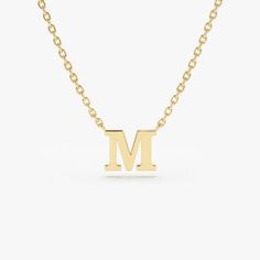 14k Gold Initial Necklace, Real Gold Necklace, Gold Initial Necklace, Gold Letter Necklace, Gold Letter, Gold Initial, Gold Letters, Initial Pendant