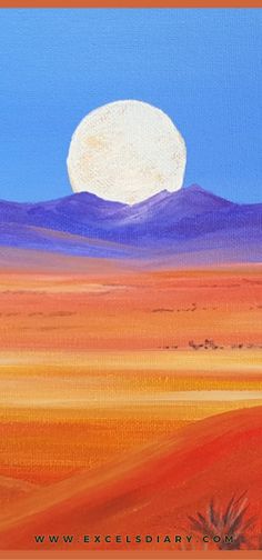 Someone is painting a desert landscape on acrylic canvas. Basic Painting Ideas, Easy Paintings For Beginners, Cute Easy Paintings