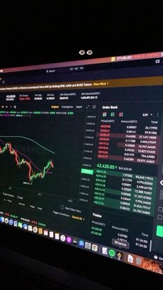 a computer screen with an image of stock market data on it's monitor screen