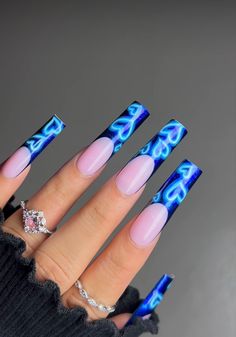 Easy Nail Designs For Beginners, Neon Blue Nails, Nail Art Designs Valentines, Nail Art Designs Valentines Day, Nail Designs For Beginners, Easy Nail Designs, Easy Nail Art Designs, Royal Blue Nails, Dark Blue Nails