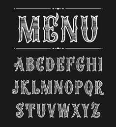 a set of hand drawn letters and numbers in the style of doodle on a black background