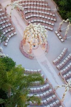 an aerial view of a wedding venue from above