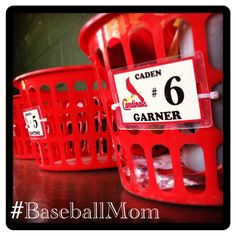 red plastic baskets filled with candy and candies for cardinals'game 6 win over the dodgers