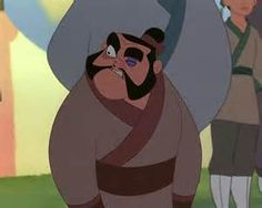 an animated character is standing in front of two other characters, one with a beard and the other without his head