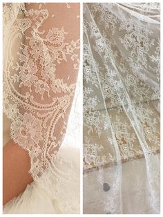 Off White Slim French Chantilly Lace Fabric ,Elegant Sheer Floral Wedding Fabric Soft Bridal Lace Fa Elegant Scalloped Lace For Brides, Elegant Fitted Tulle Fabric With Lace Trim, Cream Lace Veil With Lace Work, Off White Lace With Lace Trim For Wedding, Elegant Lace Veil With Lace Trim, Elegant Cream Lace Tulle Fabric, Wedding Tulle Fabric With Lace Patchwork, Wedding Lace Tulle Fabric With Lace Work, Delicate Lace Tulle Fabric For Wedding