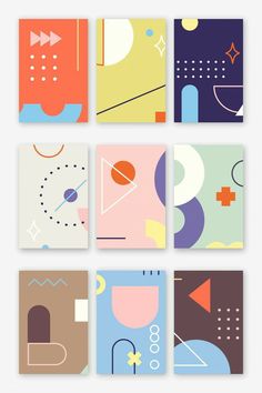 four square paintings with different shapes and sizes