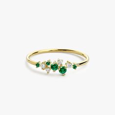 14k Emerald and Diamond Cluster Ring – FERKOS FJ 14k Gold Birthstone Cluster Ring, 14k Gold Cluster Ring With Birthstone, 14k Gold Cluster Emerald Ring As Gift, 14k Gold Cluster Jewelry With Birthstone, 14k Gold Cluster Birthstone Ring, Elegant Cluster Ring With May Birthstone, Fine Jewelry With May Birthstone In Cluster Shape, Fine Jewelry Cluster May Birthstone, Fine Jewelry May Birthstone Cluster