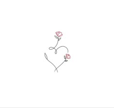 a drawing of two roses in the shape of a heart