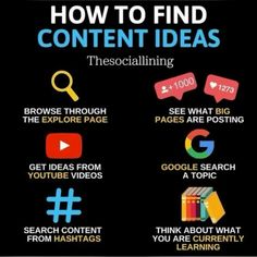 an info board with the words how to find content ideas