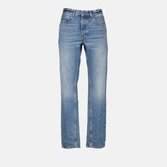 Pantalon jean baggy Saint Laurent pour homme. Washed Blue Rigid Denim Cropped Jeans With Five Pockets, Washed Blue Cropped Jeans With Five Pockets, Faded Jeans With Pockets And Straight Hem, Faded Jeans With Straight Hem, Faded Recycled Denim Cropped Jeans With Five Pockets, Modern High-rise Light Wash Jeans, Faded Straight Leg Cargo Jeans, Faded Jeans With Straight Hem And Five Pockets, Faded Cropped Jeans With Five Pockets