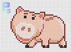 a cross stitch pattern with an image of a pig on it's back side