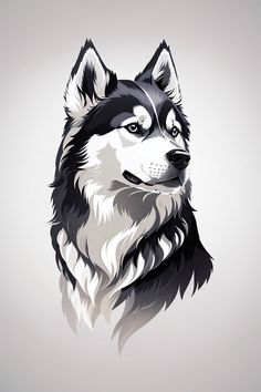 #Husky #Logo Drawing Husky, Husky Painting, Husky Portrait, Caine Husky, Husky Tattoo, Animal Stencil Art, Husky Logo, Alaska Dog