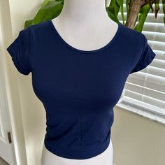 Bought 2 On Accident Blue Seamless Crop Top For Loungewear, Fitted Blue Crop Top With Built-in Bra, Blue Stretch Tops For Loungewear, Blue Fitted Seamless Crop Top, Fitted Blue Seamless Crop Top, Fitted Seamless Blue Crop Top, Fitted Bra Friendly Blue Crop Top, Blue Fitted Tops For Loungewear, Blue Stretch Scoop Neck Top