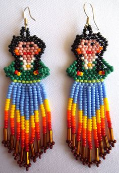 two pairs of beaded earrings with colorful beads