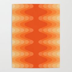 an orange and yellow poster with wavy lines