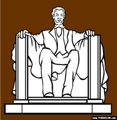 abraham lincoln sitting on the lincoln memorial coloring page