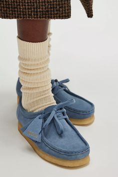 Clarks Wallabee Moccasins | Free People Clarks Aesthetic, Outfits With Blue Shoes, Clarks Wallabees Outfit, Moccasin Outfit, Wallabee Clarks, Blue Shoes Outfit, Aesthetic Male Outfits, Clarks Wallabee, Clarks Wallabees